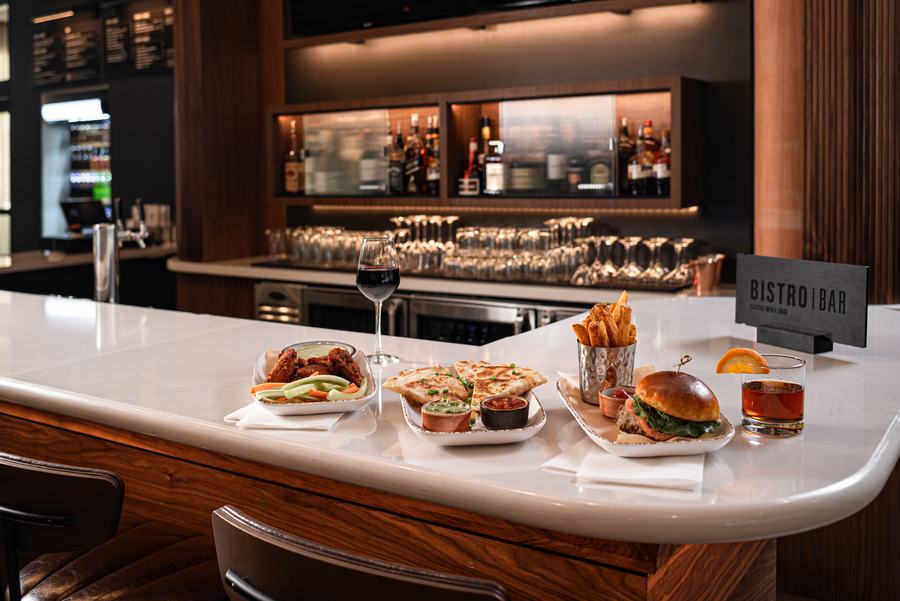 Bistro bar counter with dinner menu