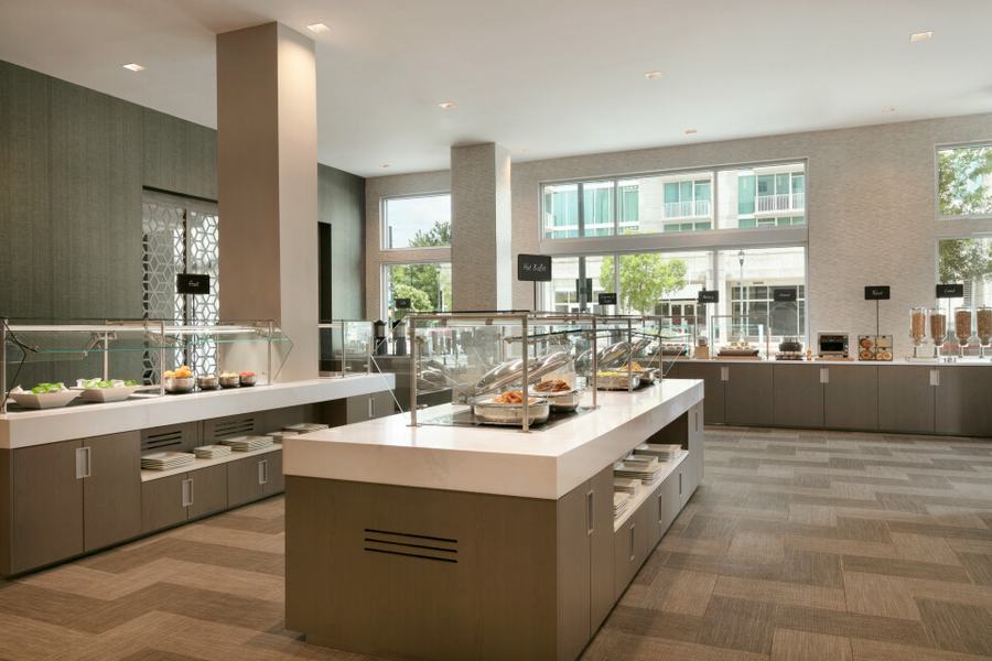 Breakfast buffet area