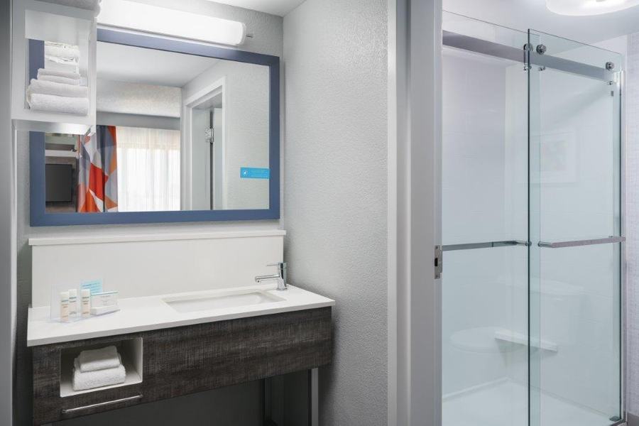 Guest bathroom with glass shower