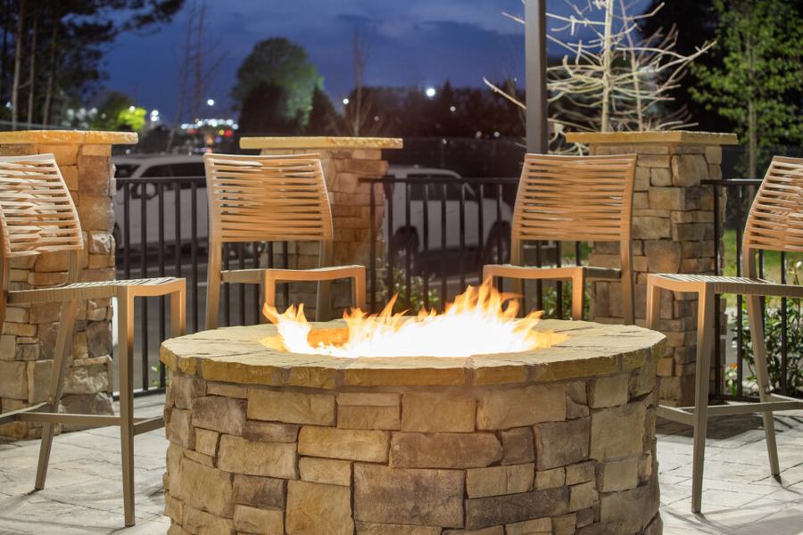 Outdoor patio with fire pit