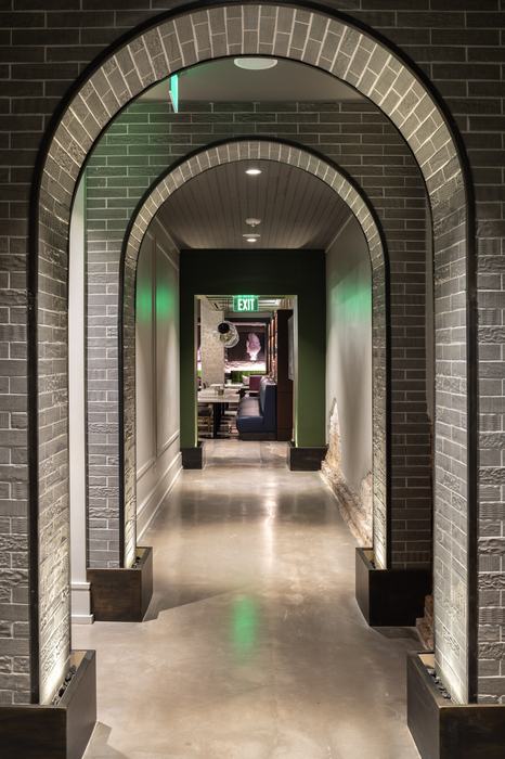 Brick-arched corridor